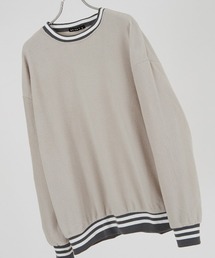 ラインリブ フリース クルーネック トレーナー