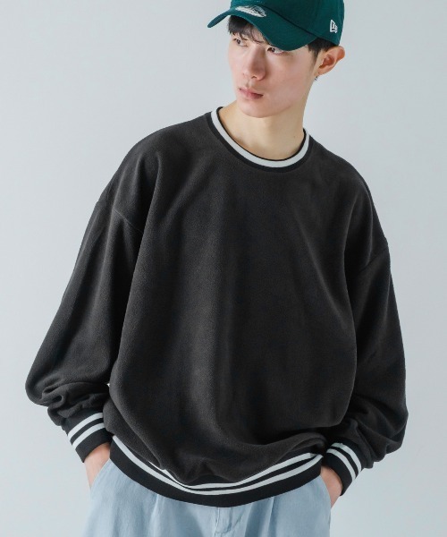 improves（インプローブス）の「ラインリブ フリース クルーネック トレーナー（スウェット・メンズ・ダークグリーン/ブラック/チャコール/ネイビー/ベージュ/グレイッシュベージュ・LARGE/X-LARGE/MEDIUM）」の2枚目の写真