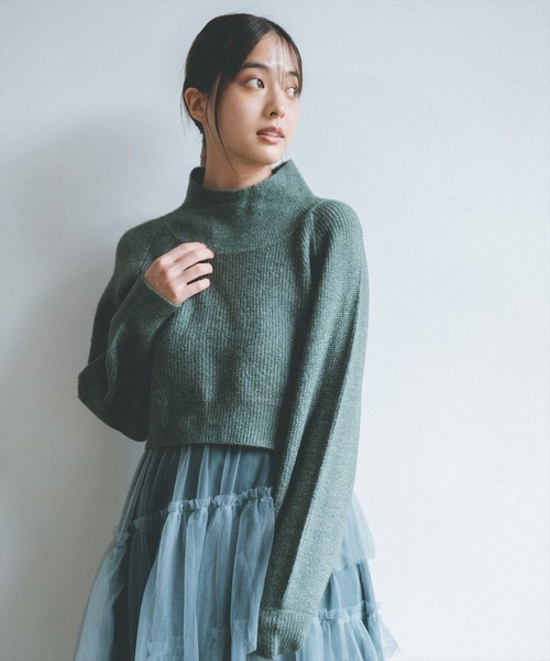 REDYAZEL（レディアゼル）の「畦ニットプルオーバー（ニット/セーター・レディース・パープル/グリーン/キャメル/ブラック/アイボリー・FREE）」の3枚目の写真