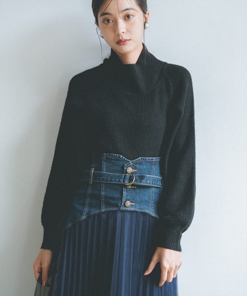 REDYAZEL（レディアゼル）の「畦ニットプルオーバー（ニット/セーター・レディース・パープル/グリーン/キャメル/ブラック/アイボリー・FREE）」の2枚目の写真