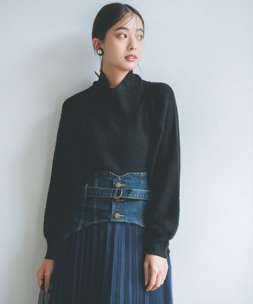 REDYAZEL（レディアゼル）の「畦ニットプルオーバー（ニット/セーター・レディース・パープル/グリーン/キャメル/ブラック/アイボリー・FREE）」の14枚目の写真