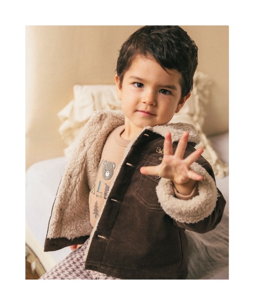 BeBe（ベベ）の「BeBe/マシュマロウラゲアニマル雪山モチーフトレーナーベビー(80~90cm)（スウェット・キッズ・グリーン/ベージュ・90/80）」の7枚目の写真