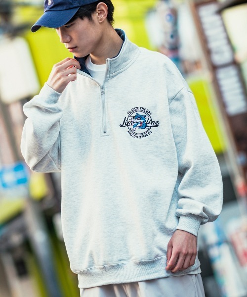 improves（インプローブス）の「PETTYWOLF 刺繍 ハーフ ジップ トレーナー（スウェット・メンズ・グレー/グリーン/ホワイト/ブラック・LARGE/MEDIUM）」の4枚目の写真