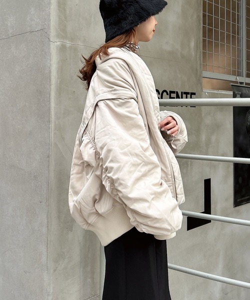 INGNI（イング）の「袖2WAY／BIG／MA-1（MA-1・レディース・カーキ/アイボリー/ブラック・M）」の2枚目の写真