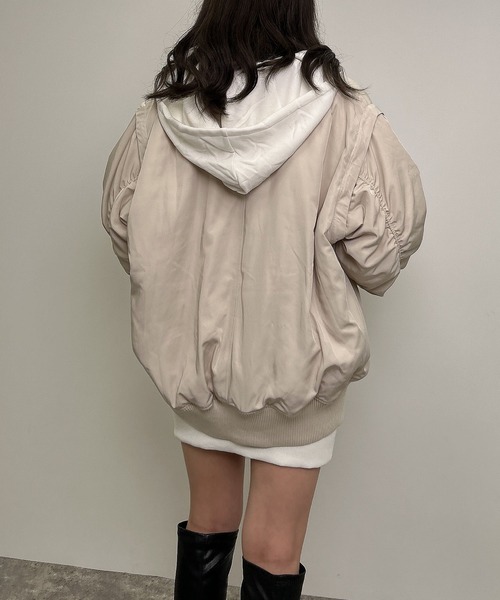 INGNI（イング）の「袖2WAY／BIG／MA-1（MA-1・レディース・カーキ/アイボリー/ブラック・M）」の21枚目の写真