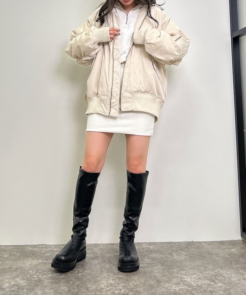 INGNI（イング）の「袖2WAY／BIG／MA-1（MA-1・レディース・カーキ/アイボリー/ブラック・M）」の22枚目の写真