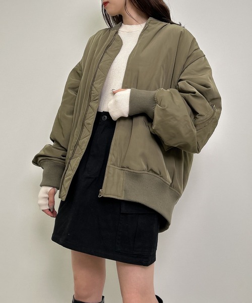 INGNI（イング）の「袖2WAY／BIG／MA-1（MA-1・レディース・カーキ/アイボリー/ブラック・M）」の17枚目の写真