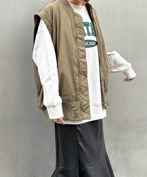 INGNI（イング）の「袖2WAY／BIG／MA-1（MA-1・レディース・カーキ/アイボリー/ブラック・M）」の16枚目の写真