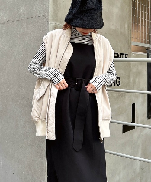 INGNI（イング）の「袖2WAY／BIG／MA-1（MA-1・レディース・カーキ/アイボリー/ブラック・M）」の7枚目の写真