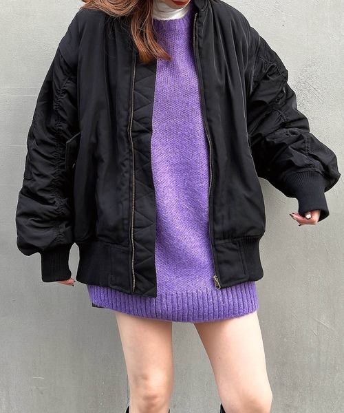 INGNI（イング）の「袖2WAY／BIG／MA-1（MA-1・レディース・カーキ/アイボリー/ブラック・M）」の9枚目の写真