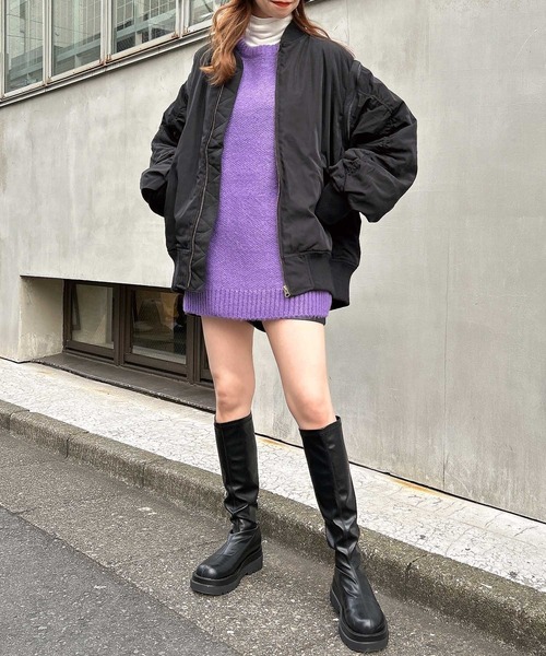 INGNI（イング）の「袖2WAY／BIG／MA-1（MA-1・レディース・カーキ/アイボリー/ブラック・M）」の10枚目の写真