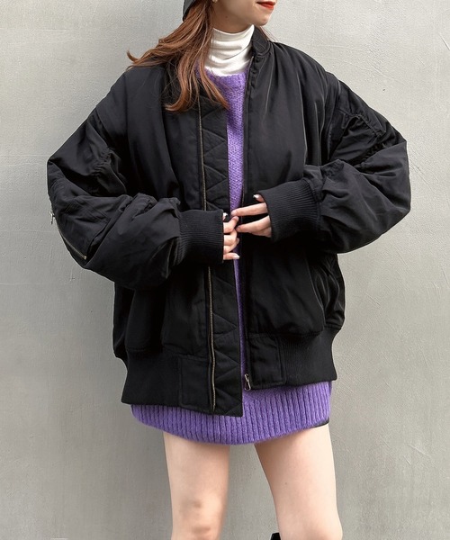 INGNI（イング）の「袖2WAY／BIG／MA-1（MA-1・レディース・カーキ/アイボリー/ブラック・M）」の18枚目の写真