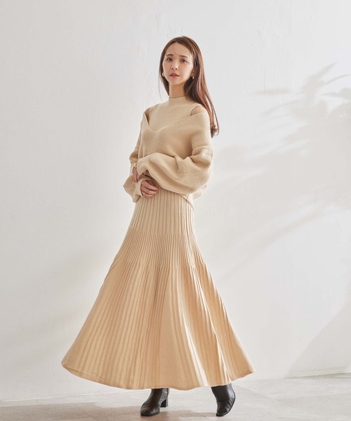 ADIRA（アディラ）の「ロングニットワンピアンサンブル（ニット/セーター・レディース・モカ/アイボリー・MEDIUM）」の3枚目の写真