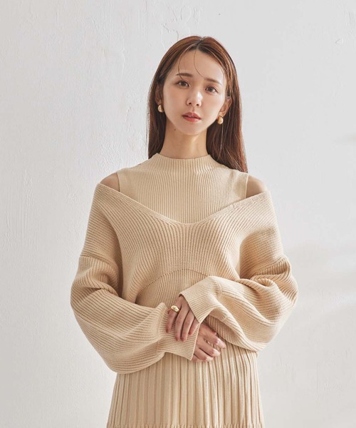 ADIRA（アディラ）の「ロングニットワンピアンサンブル（ニット/セーター・レディース・モカ/アイボリー・MEDIUM）」の8枚目の写真