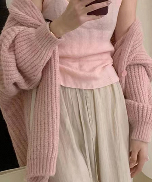 Girly Doll(ガーリードール)の「ボリュームニットカーディガン(カーディガン/ボレロ・レディース・ピンク/アイボリー/ブラウン/ブラック・F)」の19枚目の写真