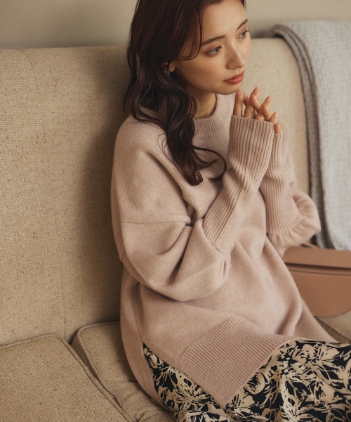 mysty woman（ミスティウーマン）の「【WEB限定】マッシュルームリブニット　180169（ニット/セーター・レディース・ネイビー/カーキ/ピンク/アイボリー/ライトベージュ・FREE）」の3枚目の写真