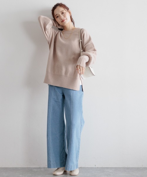 mysty woman（ミスティウーマン）の「【WEB限定】マッシュルームリブニット　180169（ニット/セーター・レディース・ネイビー/カーキ/ピンク/アイボリー/ライトベージュ・FREE）」の16枚目の写真