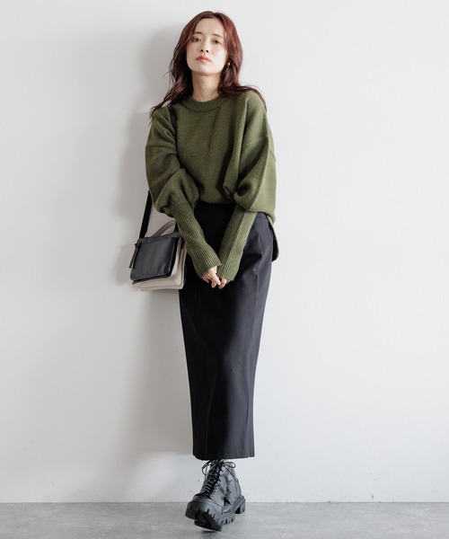 mysty woman（ミスティウーマン）の「【WEB限定】マッシュルームリブニット　180169（ニット/セーター・レディース・ネイビー/カーキ/ピンク/アイボリー/ライトベージュ・FREE）」の10枚目の写真