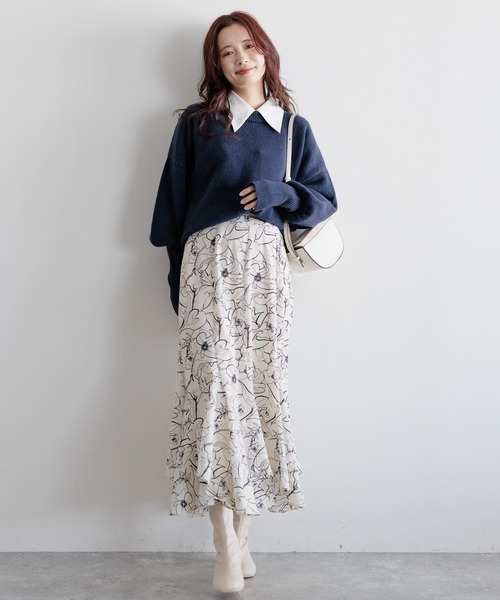 mysty woman（ミスティウーマン）の「【WEB限定】マッシュルームリブニット　180169（ニット/セーター・レディース・ネイビー/カーキ/ピンク/アイボリー/ライトベージュ・FREE）」の21枚目の写真