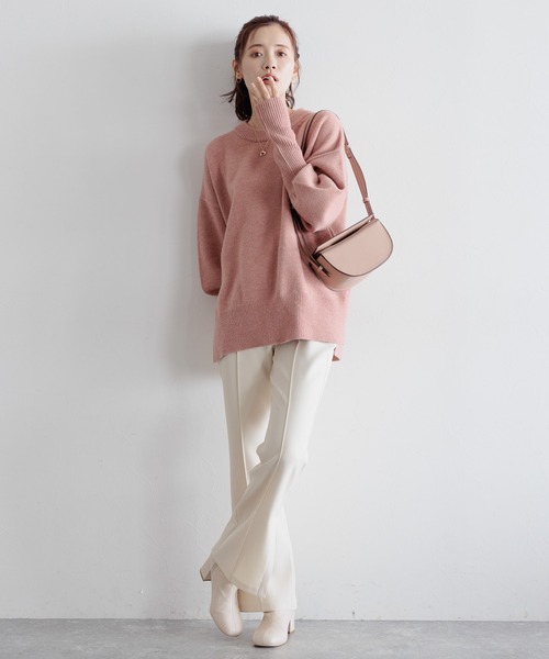 mysty woman（ミスティウーマン）の「【WEB限定】マッシュルームリブニット　180169（ニット/セーター・レディース・ネイビー/カーキ/ピンク/アイボリー/ライトベージュ・FREE）」の19枚目の写真