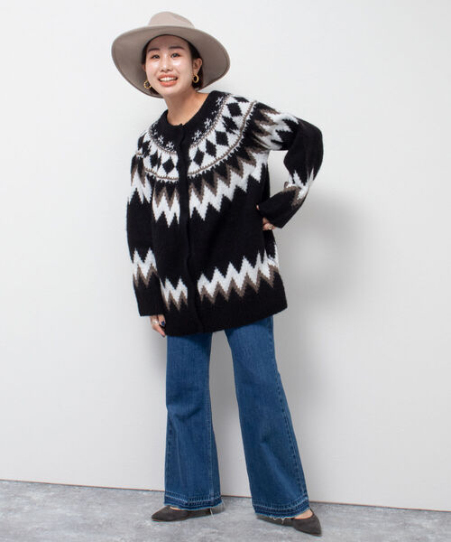 Rie Miller（リエミラー）の「ノルディック柄求心カーディガン（カーディガン/ボレロ・レディース・ホワイト系その他4/ブラック系その他3・38）」の11枚目の写真