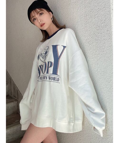 GYDA(ジェイダ)の「SPOOPY BUNNY RAISINGスウェットトップス(Tシャツ/カットソー・レディース・オフホワイト/チャコールグレー・FREE)」の4枚目の写真