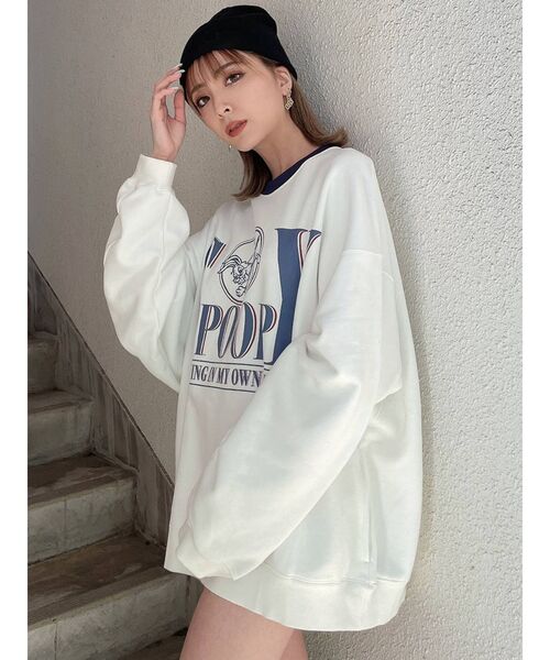 GYDA(ジェイダ)の「SPOOPY BUNNY RAISINGスウェットトップス(Tシャツ/カットソー・レディース・オフホワイト/チャコールグレー・FREE)」の5枚目の写真