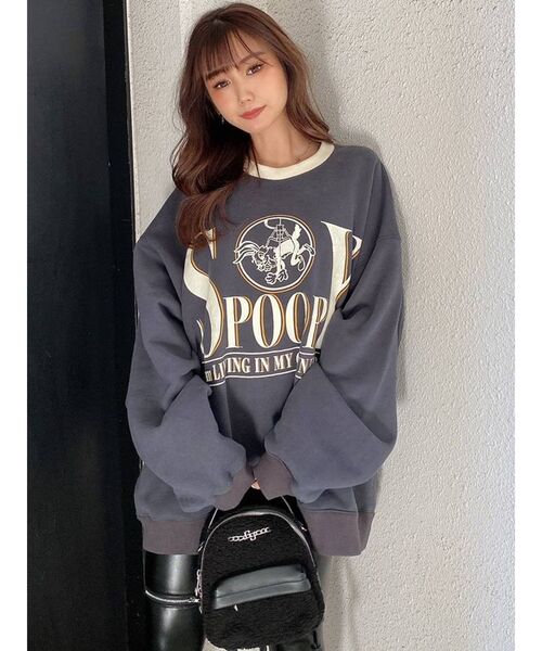 GYDA(ジェイダ)の「SPOOPY BUNNY RAISINGスウェットトップス(Tシャツ/カットソー・レディース・オフホワイト/チャコールグレー・FREE)」の9枚目の写真