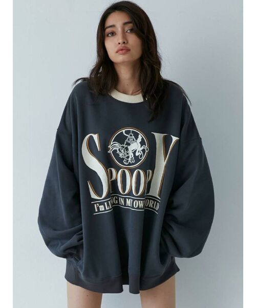 GYDA(ジェイダ)の「SPOOPY BUNNY RAISINGスウェットトップス(Tシャツ/カットソー・レディース・オフホワイト/チャコールグレー・FREE)」の13枚目の写真