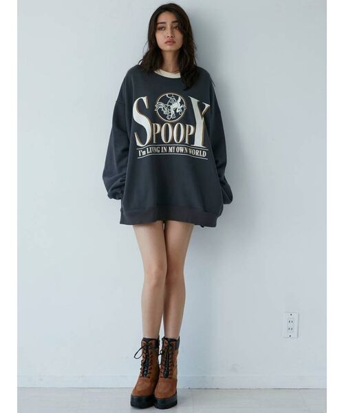 GYDA(ジェイダ)の「SPOOPY BUNNY RAISINGスウェットトップス(Tシャツ/カットソー・レディース・オフホワイト/チャコールグレー・FREE)」の15枚目の写真