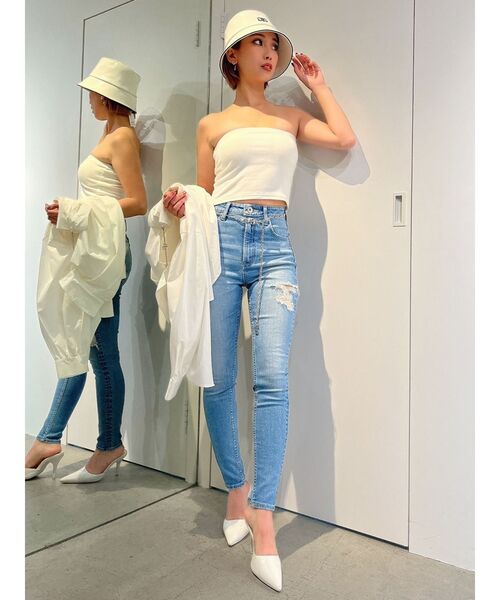 GYDA（ジェイダ）の「BASICショートベアトップス（チューブトップ・レディース・ブラック/オフホワイト・FREE）」の12枚目の写真