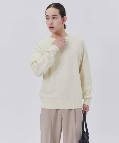 PLUS ONE(プラスワン)の「【PLUS ONE】ミラノリブクルーニット(ニット/セーター・メンズ・ブルー/オレンジ/ブラック/ホワイト×ネイビー/グリーン/オフホワイト/ネイビー×ホワイト/ダークベージュ・S/M/XL/L)」の2枚目の写真