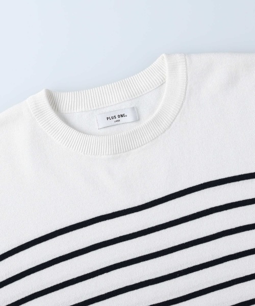 PLUS ONE(プラスワン)の「【PLUS ONE】ミラノリブクルーニット(ニット/セーター・メンズ・ブルー/オレンジ/ブラック/ホワイト×ネイビー/グリーン/オフホワイト/ネイビー×ホワイト/ダークベージュ・S/M/XL/L)」の17枚目の写真