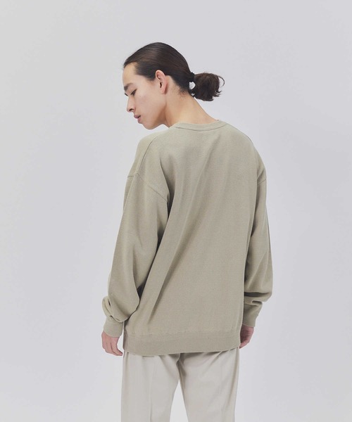 PLUS ONE(プラスワン)の「【PLUS ONE】ミラノリブクルーニット(ニット/セーター・メンズ・ブルー/オレンジ/ブラック/ホワイト×ネイビー/グリーン/オフホワイト/ネイビー×ホワイト/ダークベージュ・S/M/XL/L)」の21枚目の写真