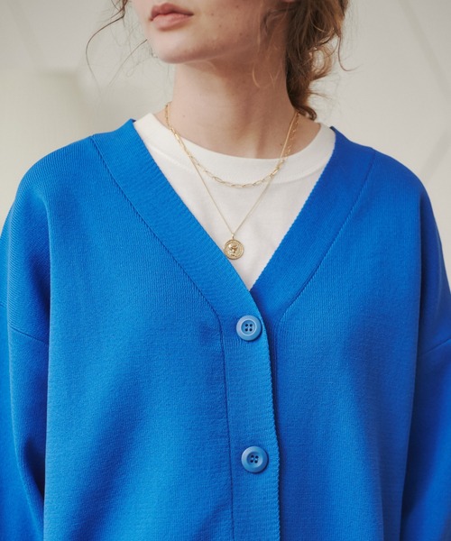 ANGIE(アンジー)の「【前後2WAY】スポンジニットVネックカーディガン(カーディガン/ボレロ・レディース・オレンジ/ライム/アイボリー/ブラック/ブルー・FREE)」の7枚目の写真