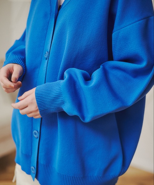 ANGIE(アンジー)の「【前後2WAY】スポンジニットVネックカーディガン(カーディガン/ボレロ・レディース・オレンジ/ライム/アイボリー/ブラック/ブルー・FREE)」の8枚目の写真