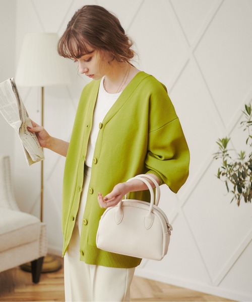 ANGIE(アンジー)の「【前後2WAY】スポンジニットVネックカーディガン(カーディガン/ボレロ・レディース・オレンジ/ライム/アイボリー/ブラック/ブルー・FREE)」の13枚目の写真