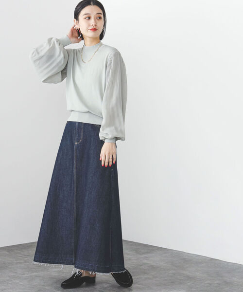 BEAMS HEART(ビームスハート)の「BEAMS HEART / 袖プリーツ ニット プルオーバー(ニット/セーター・レディース・ブラック/アイボリー/グリーン系その他・FREE)」の15枚目の写真