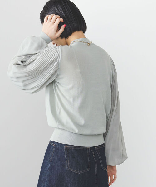 BEAMS HEART(ビームスハート)の「BEAMS HEART / 袖プリーツ ニット プルオーバー(ニット/セーター・レディース・ブラック/アイボリー/グリーン系その他・FREE)」の6枚目の写真