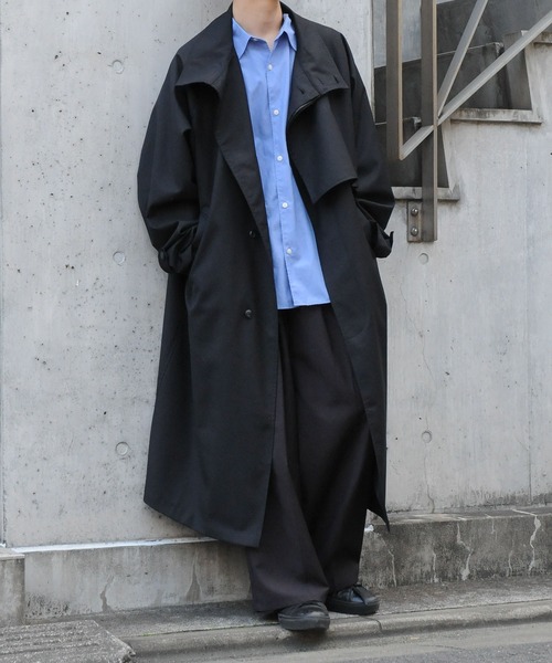 NILWAY（ニルウェイ）の「スタンドカラー比翼ロングトレンチコート（トレンチコート・メンズ・ベージュ/チャコール/グリーン/ブラック・MEDIUM/LARGE）」の18枚目の写真