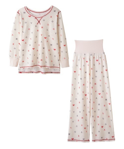 PEACH JOHN（ピーチジョン）の「【ワッフル素材の上下セットアップ。冷え対策の腹巻き付き】サーマルリラックスＨＡＲＡマキパジャマ（ルームウェア/パジャマ・レディース・ピンク/アイボリー/グレー/ベージュ/ラベンダー/イエロー系その他/レッド/ベビーピンク/イエロー・S/M/M/L）」の14枚目の写真