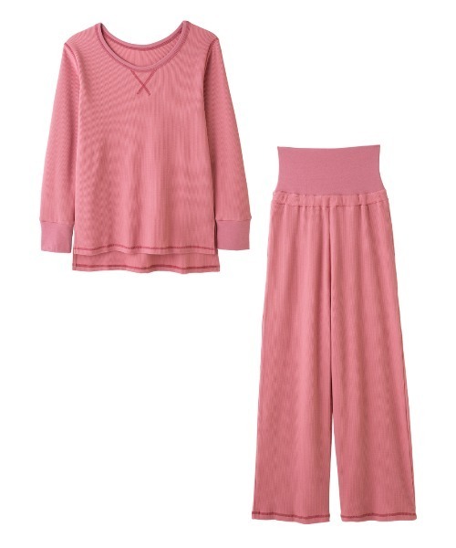 PEACH JOHN（ピーチジョン）の「【ワッフル素材の上下セットアップ。冷え対策の腹巻き付き】サーマルリラックスＨＡＲＡマキパジャマ（ルームウェア/パジャマ・レディース・ピンク/アイボリー/グレー/ベージュ/ラベンダー/イエロー系その他/レッド/ベビーピンク/イエロー・S/M/M/L）」の17枚目の写真