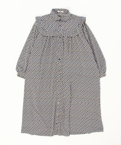 sandy（サンディー）の「sandy/プリント丸衿ギャザーフリルワンピース（ワンピース・レディース・サックスブルー/レッド/グリーン・FREE）」の3枚目の写真