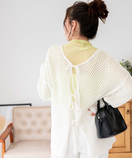 WEGO（ウィゴー）の「WEGO/2WAYリボンメッシュカーデ（カーディガン/ボレロ・レディース・ブラック/その他1/その他2/ホワイト・FREE）」の16枚目の写真