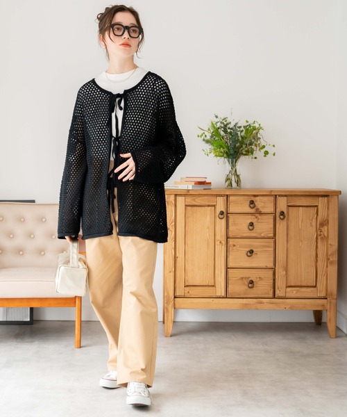 WEGO（ウィゴー）の「WEGO/2WAYリボンメッシュカーデ（カーディガン/ボレロ・レディース・ブラック/その他1/その他2/ホワイト・FREE）」の21枚目の写真