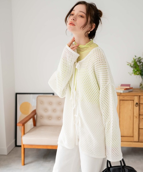 WEGO（ウィゴー）の「WEGO/2WAYリボンメッシュカーデ（カーディガン/ボレロ・レディース・ブラック/その他1/その他2/ホワイト・FREE）」の14枚目の写真