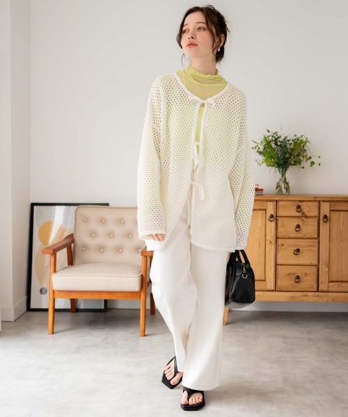 WEGO（ウィゴー）の「WEGO/2WAYリボンメッシュカーデ（カーディガン/ボレロ・レディース・ブラック/その他1/その他2/ホワイト・FREE）」の10枚目の写真