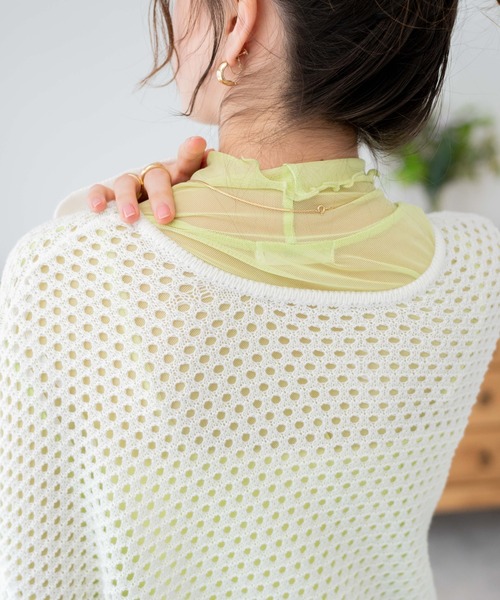 WEGO（ウィゴー）の「WEGO/2WAYリボンメッシュカーデ（カーディガン/ボレロ・レディース・ブラック/その他1/その他2/ホワイト・FREE）」の6枚目の写真