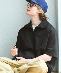 オーバーサイズ ビッグカラー ハーフジップ S/Sプルオーバースウェット EMMA CLOTHES