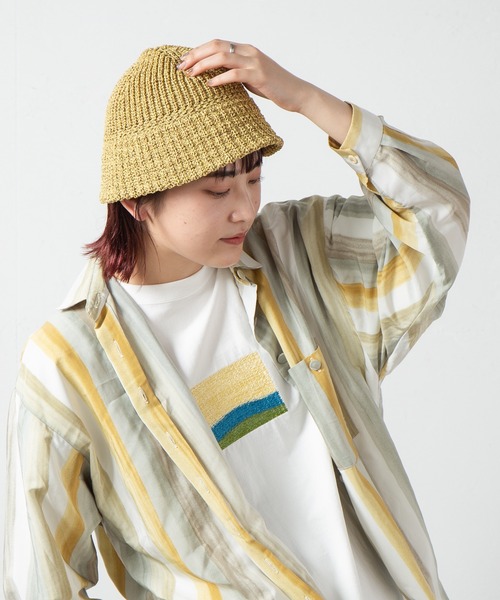 セール】Japanese Paper Melange Knit Tulip Hat / 和紙混紡メランジ